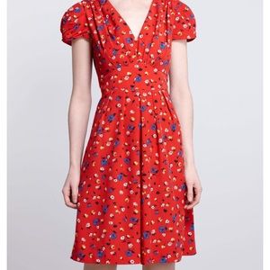 Hi There Anthropology Red Floral Dress